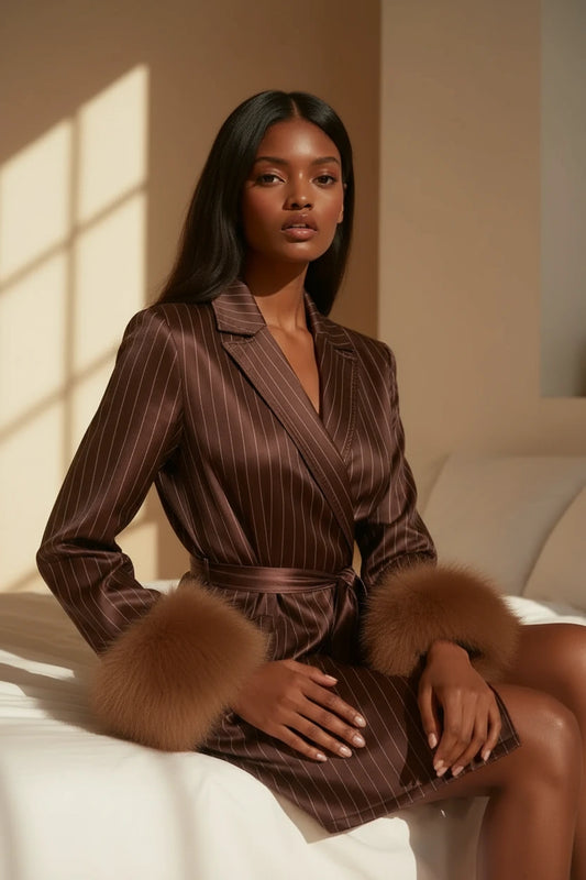 The Brown Pinstripe Robe