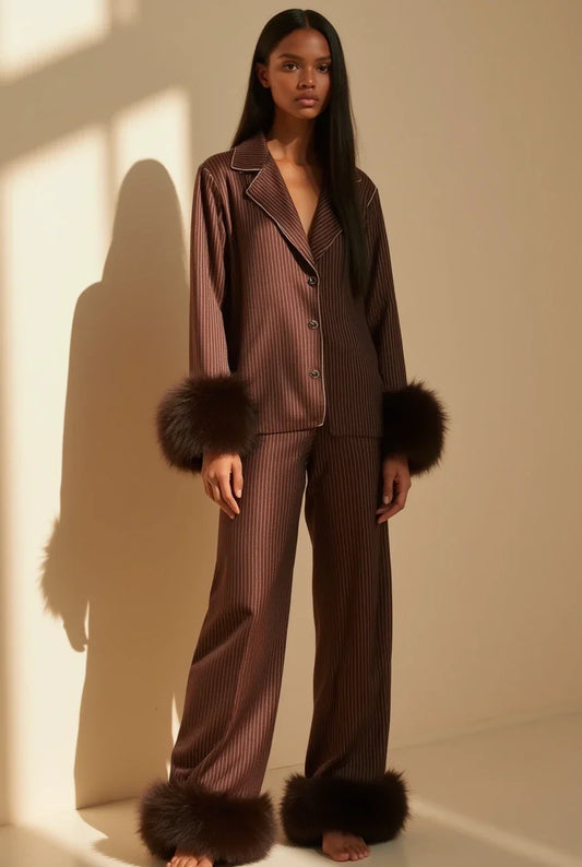 The Brown Pinstripe Pajamas